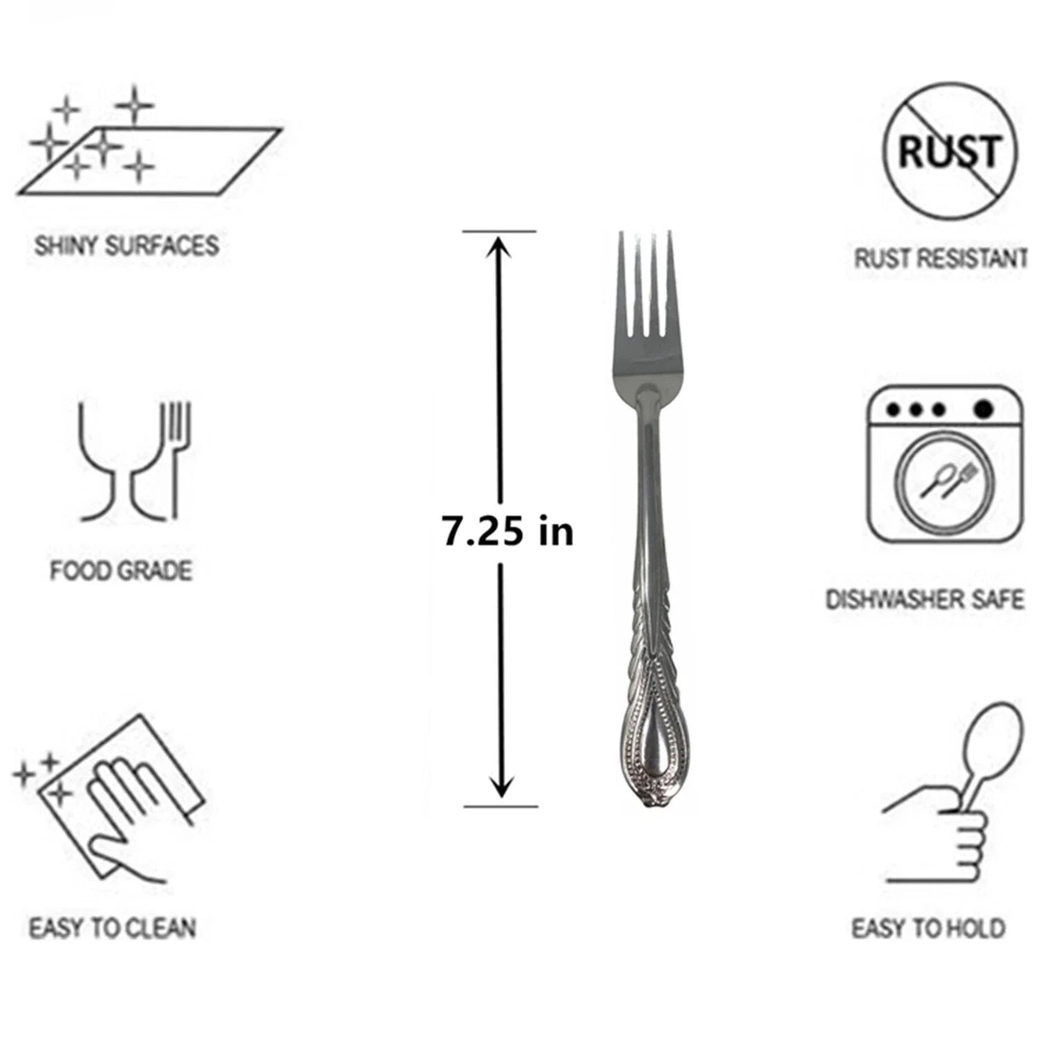 120 Pieces Stainless Steel Dinner Forks Flatware Tableware Set Kitchen 7.25 inch