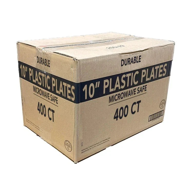 400 Packs 10" Disposable BPA Free Plastic Plates Light Weight White Party Plates