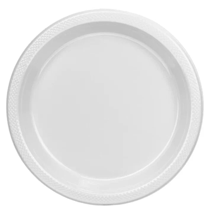 400 Packs 10" Disposable BPA Free Plastic Plates Light Weight White Party Plates